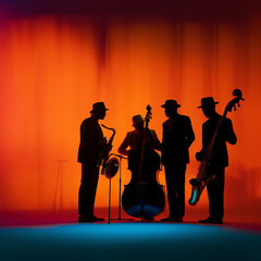 Fototapeta premium Silhouette of a jazz concert