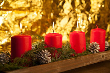 Three candles on an advent wreath