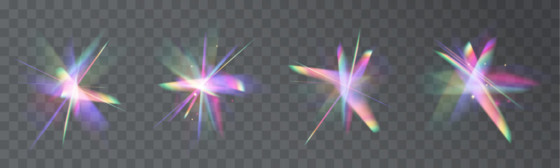Crystal Rainbow Light Effects. Overlay for backgrounds.Triangular prism concept. Light streak overlay pattern designs.	
