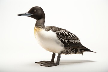 Close-up studio portrait of a bird Common Loon Gavia immer. Blank for design