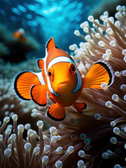 Obraz na płótnie Canvas Clown Fish in its Natural Habitat, Wildlife Photography, Generative AI