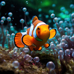 Fototapeta premium Clown Fish in its Natural Habitat, Wildlife Photography, Generative AI
