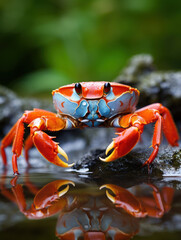 Crab in its Natural Habitat, Wildlife Photography, Generative AI