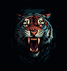 Angry Tiger auf schwarzem Hintergrund