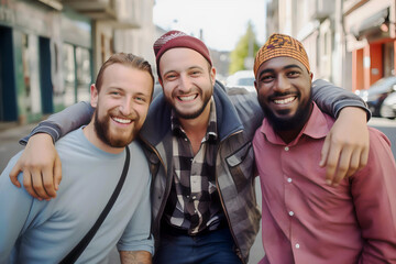 Three men of different nationalities were on the street.