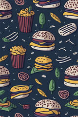 Burger Revival, Pattern Background Nostalgia