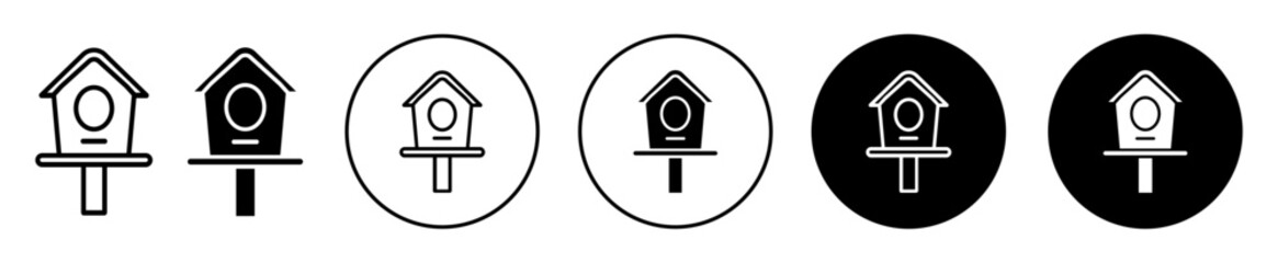 bird house icon. Wooden wild bird shelter home on tree symbol. Bird nest habitat box vector. 