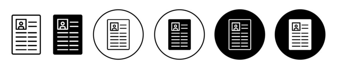 Cv icon. Personal business resume letter symbol. Curriculum vitae for job applicant form vector. User bio data for interview sign.