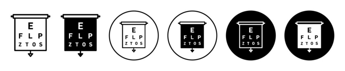 Eye chart test icon. Eyesight examination by optician symbol. Alphabet or letter reading process vector. Myopia health check sign.