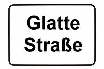 Hinweisschild mit der Aufschrift "Glatte Straße"	