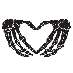 Skeleton hands heart shape