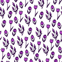  Seamless botanical pattern flowers. Vector stock illustration eps10.