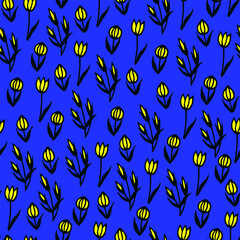  Seamless botanical pattern, butterfly flowers. Vector stock illustration eps10.