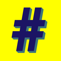 Obraz premium hashtag logo icon with shadow isolated on Yellow background