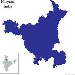 Indian state Haryana map vector , Haryana map along with Indian Map	