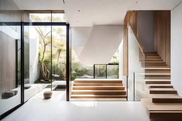 A house that is mounted on the second floor and can be reached after ascending a wooden staircase. AI Generatuive