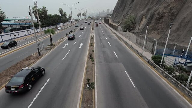 Time lapse of morning rush hour highway in Lima, Peru