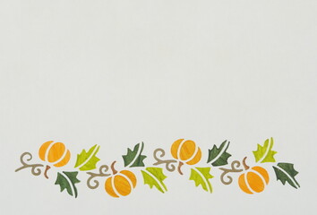 Autumn Watercolor Bottom Border of Orange Pumpkins and Green Vnies on White
