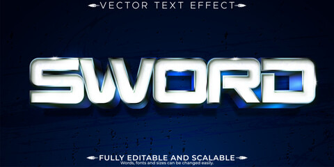 Sword text effect, editable metallic and shiny text style © QuillArtistry