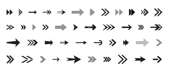 Discover a versatile set of vector arrow icons, featuring sleek black arrow symbols, a diverse range of arrow signs, cursor elements, and simple arrow designs