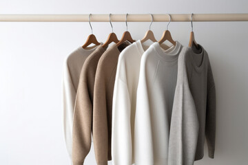 A stylish clothing store that features a cozy collection of autumn-winter clothing, sweaters of various textures and colors.