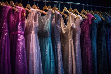 A fashion boutique offering a wide selection of elegant dresses, from wedding dresses to sparkling evening dresses.