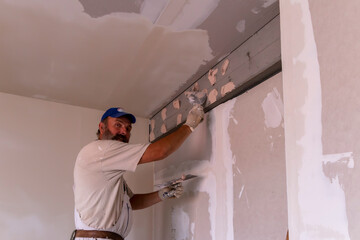 Apartment renovation. Home renovation workers crew. Builders apartment improvement or restoration...