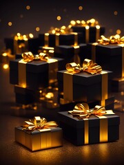 gift boxes in the city Black Friday  Cinematic daylight generative ai illustration art