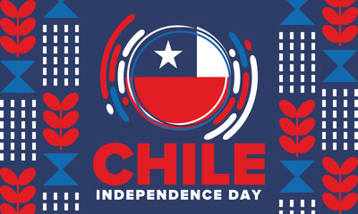 Chile Independence Day. Happy national holiday Fiestas Patrias. Freedom day. Celebrate annual in September 18. Chile flag. Patriotic chilean design. Poster, card, banner, template, background. Vector