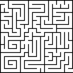 Labyrinth with enter and exit. Maze vector kids game. Square shape. Printable worksheet for kids. Early education practice.