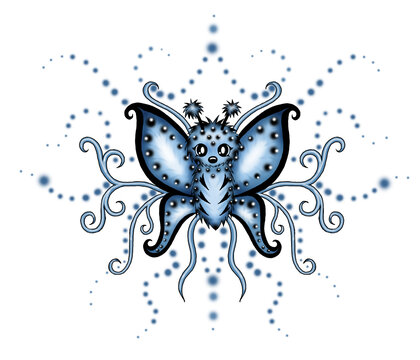 blue butterfly ornament illustration