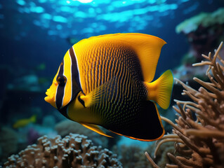 Angelfish in its Natural Habitat, Wildlife Photography, Generative AI