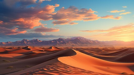 Tranquil sunset over natural desert landscape