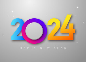 Happy new year 2024 vector illustration. Colorful design, trendy style, 2024 calendar