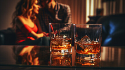 man and woman with whiskey