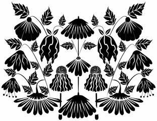 black flowers pattern