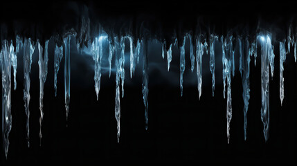 Frozen Icicles Frame Isolated Black Background Illustration