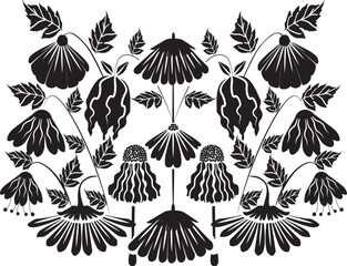 black flowers pattern