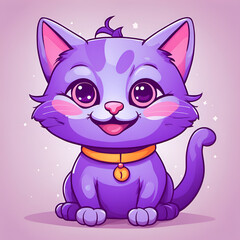 Small cute cartoon smiling cat