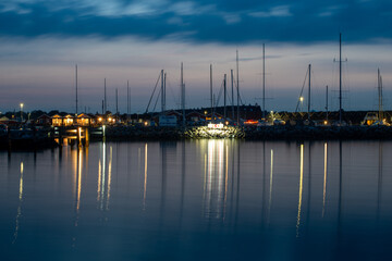 Fototapeta na wymiar Æster Hurup Marina at night