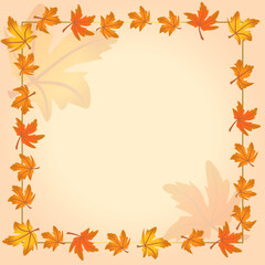 Naklejka na ściany i meble Hello autumn leaves frame border template