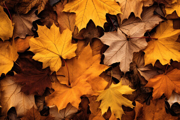 Naklejka na ściany i meble Autumn leaves lying on the floor