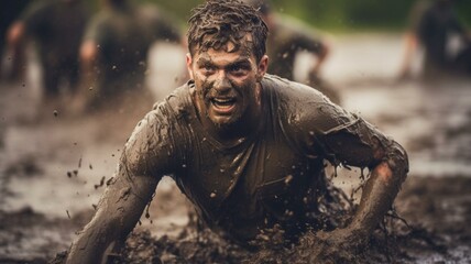 man in mud obstacle course