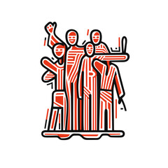 Bronze vector icon in minimalistic, black and red line work, japan web