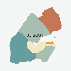 Djibouti vector map with administrative divisions