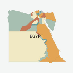 Egypt vector map with administrative divisions