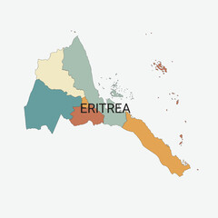 Eritrea vector map with administrative divisions