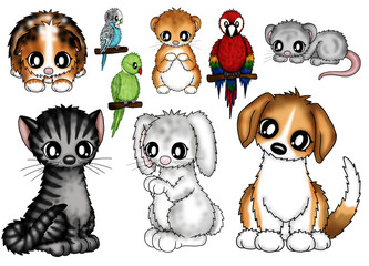 set of pet animals