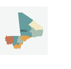 Mali vector map with administrative divisions