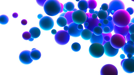 Background with many dreamy neon flying glowing spheres isolated on transparent background. Future digital technology, data science, particles, digital world, cyberspace and landing page. PNG file